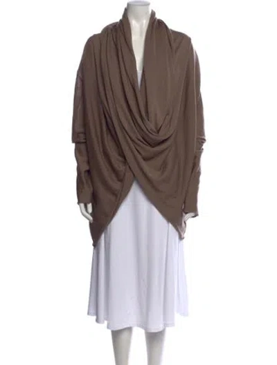 Pre-owned St John Wool Open Front Sweater In Brown