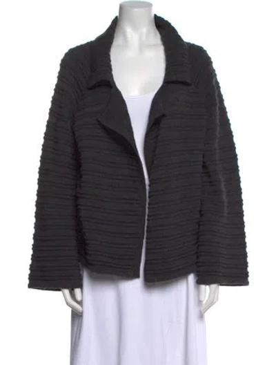 Pre-owned St John Wool Open Front Sweater In Gray