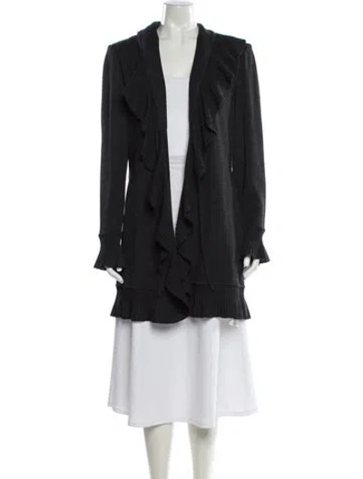 Pre-owned St John Wool Open Front Sweater In Gray