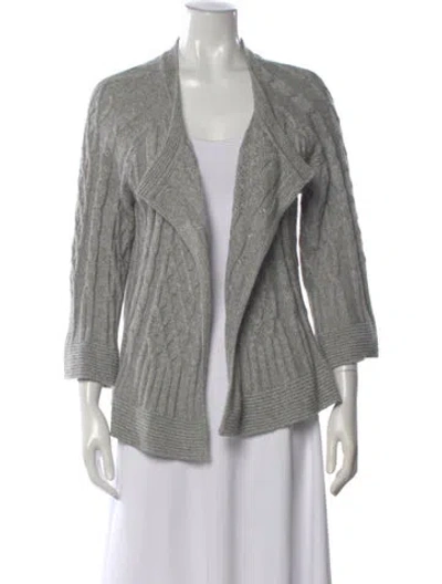 Pre-owned St John Wool Open Front Sweater In Gray