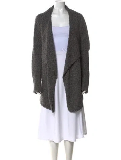 Pre-owned St John Wool Open Front Sweater In Gray