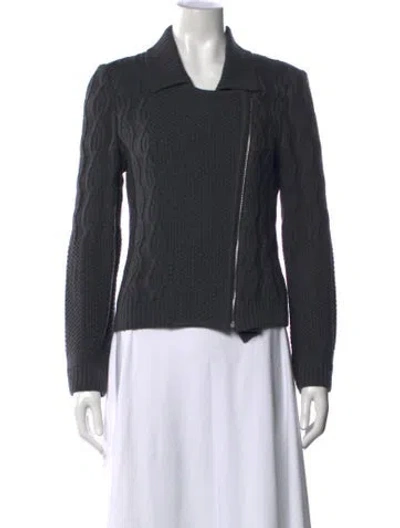 Pre-owned St John Wool Open Front Sweater In Gray