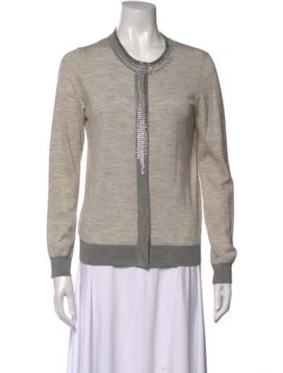 Pre-owned St John Wool Open Front Sweater In Grey