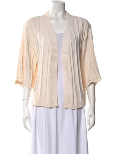 Pre-owned St John Wool Open Front Sweater In Neutral