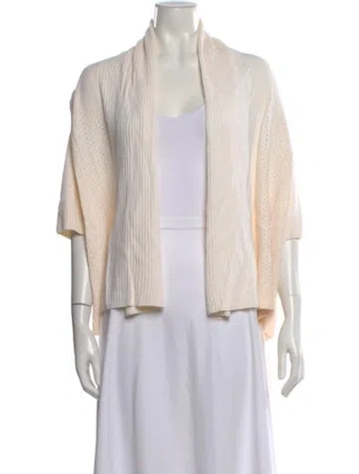 Pre-owned St John Wool Open Front Sweater In Neutral
