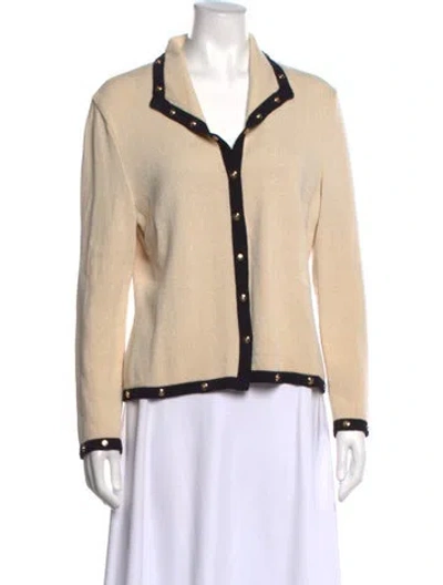 Pre-owned St John Wool Open Front Sweater In Neutral