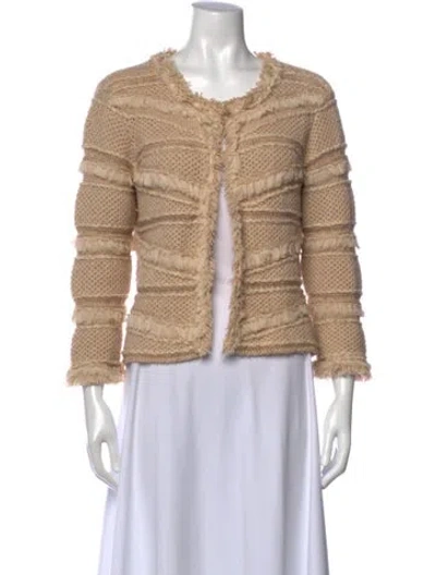 Pre-owned St John Wool Open Front Sweater In Neutral