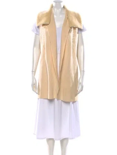 Pre-owned St John Wool Open Front Sweater In Neutrals