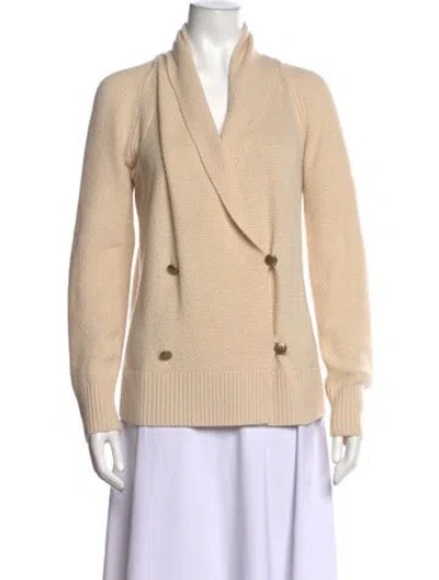 Pre-owned St John Wool Open Front Sweater In Neutrals