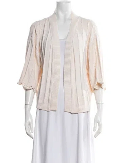 Pre-owned St John Wool Open Front Sweater In Neutrals