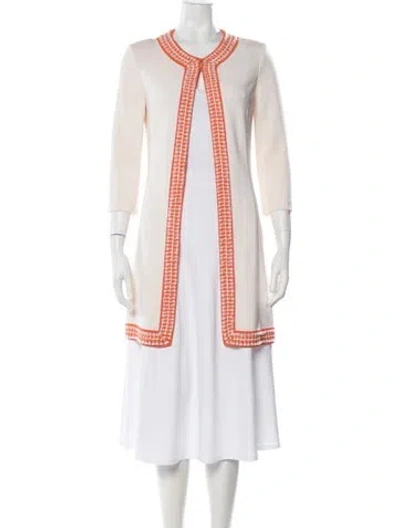 Pre-owned St John Wool Open Front Sweater In Orange