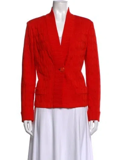 Pre-owned St John Wool Open Front Sweater In Orange