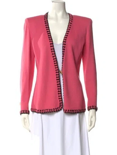 Pre-owned St John Wool Open Front Sweater In Pink