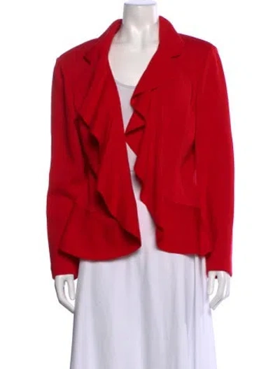 Pre-owned St John Wool Open Front Sweater In Red