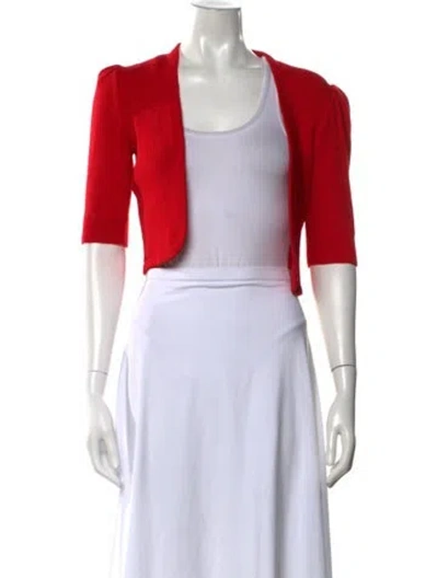 Pre-owned St John Wool Open Front Sweater In Red