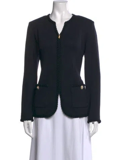 Pre-owned St John Wool Open Front Sweater W/ Tags In Black