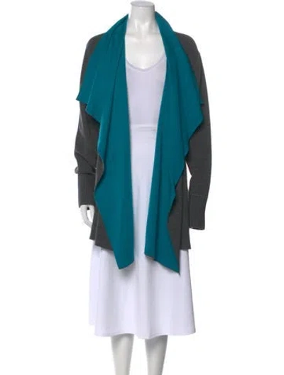 Pre-owned St John Wool Open Front Top In Gray