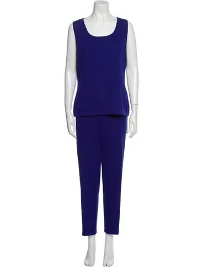 Pre-owned St John Wool Pant Set In Blue