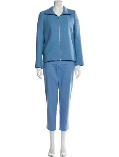 Pre-owned St John Wool Pant Set In Blue