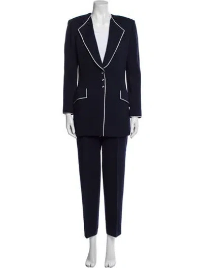 Pre-owned St John Wool Pant Set In Blue