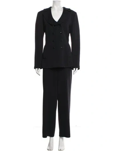 Pre-owned St John Wool Pant Set In Blue