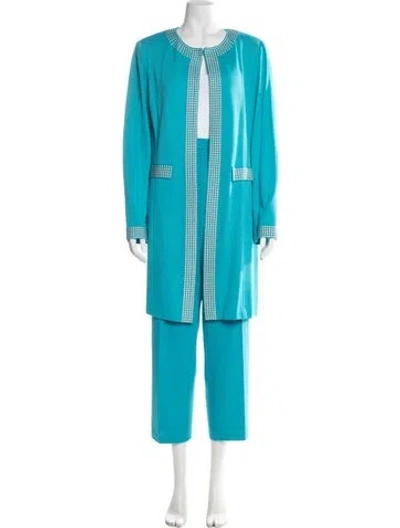 Pre-owned St John Wool Pant Set In Blue