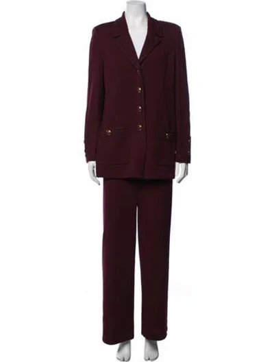 Pre-owned St John Wool Pant Set In Burgundy