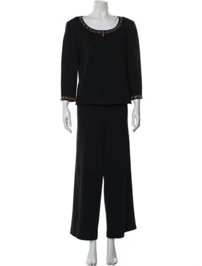 Pre-owned St John Wool Pant Set In Gray