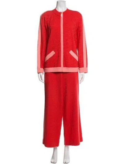 Pre-owned St John Wool Pant Set In Red