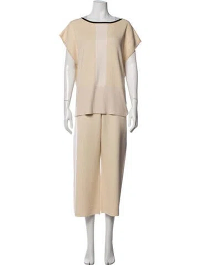 Pre-owned St John Wool Pant Set W/ Tags In Neutrals