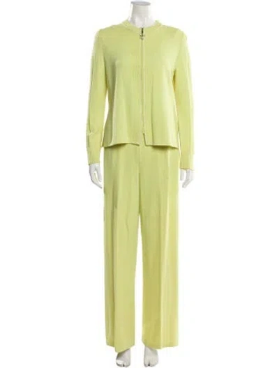 Pre-owned St John Wool Pantsuit In Green