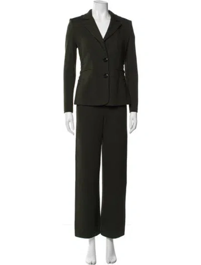 Pre-owned St John Wool Pantsuit In Green