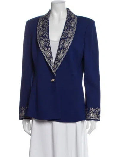 Pre-owned St John Wool Patterned Blazer In Blue