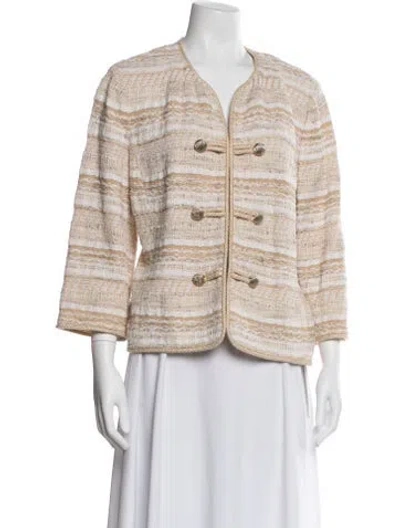 Pre-owned St John Wool Patterned Blazer In Neutral