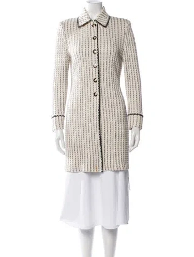 Pre-owned St John Wool Patterned Coat In Neutrals