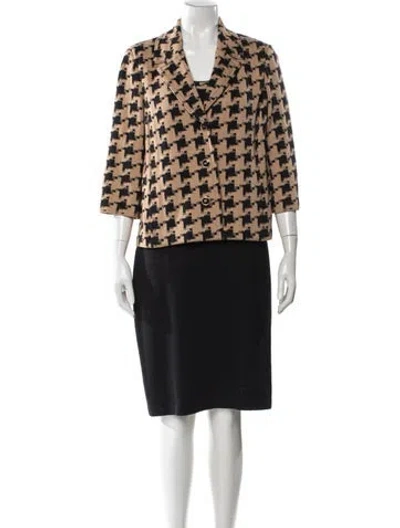 Pre-owned St John Wool Patterned Dress Set In Black