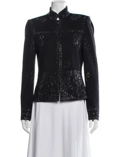 Pre-owned St John Wool Patterned Evening Jacket In Black
