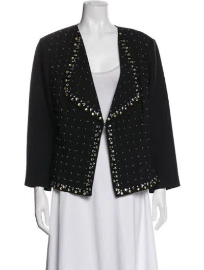Pre-owned St John Wool Patterned Evening Jacket In Black