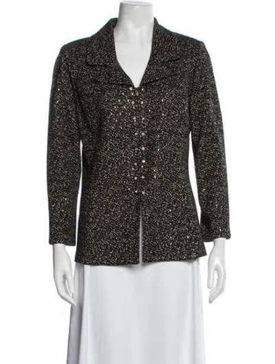 Pre-owned St John Wool Patterned Evening Jacket In Black