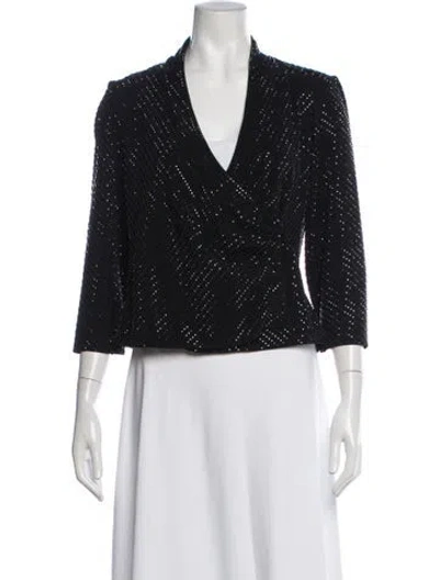 Pre-owned St John Wool Patterned Evening Jacket In Black