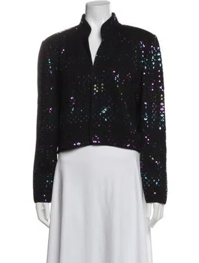 Pre-owned St John Wool Patterned Evening Jacket In Black