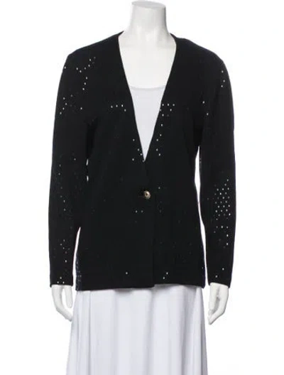 Pre-owned St John Wool Patterned Evening Jacket In Blue