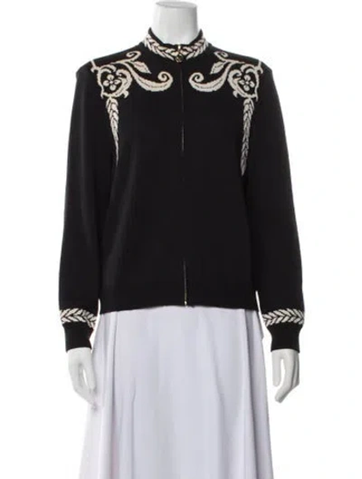 Pre-owned St John Wool Patterned Jacket In Black