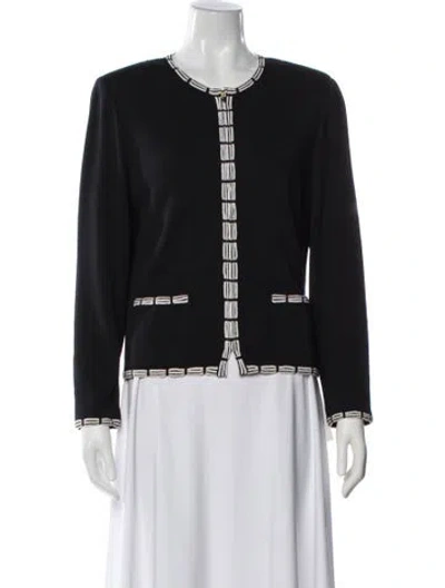 Pre-owned St John Wool Patterned Jacket In Black