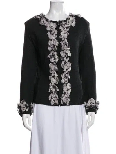 Pre-owned St John Wool Patterned Jacket In Black
