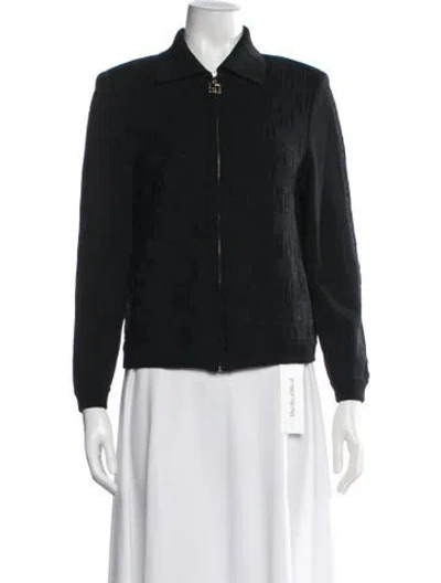 Pre-owned St John Wool Patterned Jacket In Black
