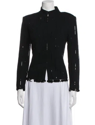 Pre-owned St John Wool Patterned Jacket In Black