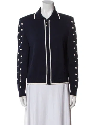 Pre-owned St John Wool Patterned Jacket In Blue