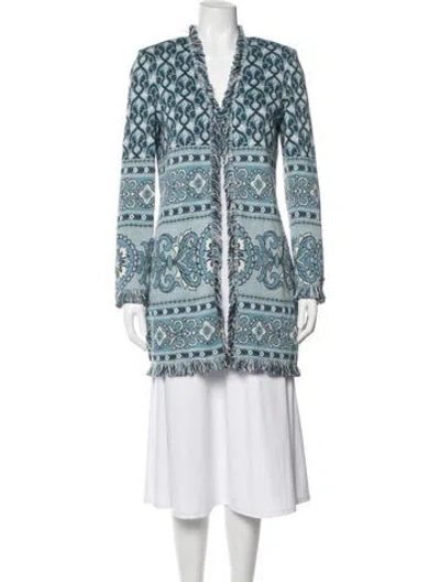 Pre-owned St John Wool Patterned Jacket In Blue