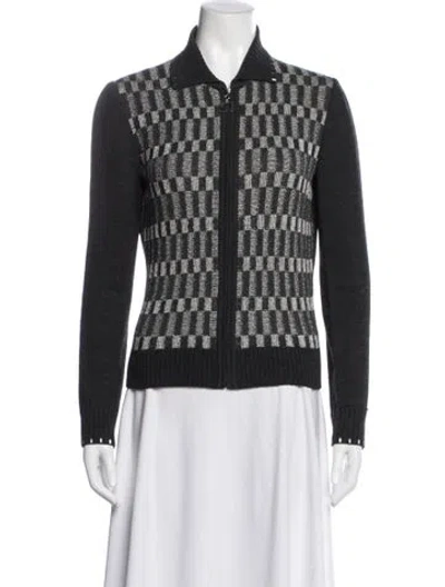 Pre-owned St John Wool Patterned Jacket In Gray
